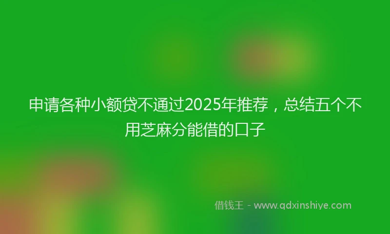申请各种小额贷不通过2025年推荐，总结五个不用芝麻分能借的口子