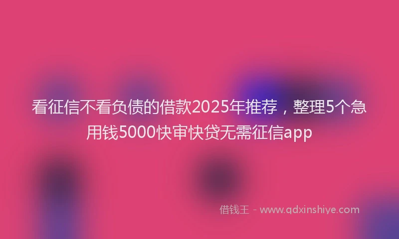 看征信不看负债的借款2025年推荐，整理5个急用钱5000快审快贷无需征信app