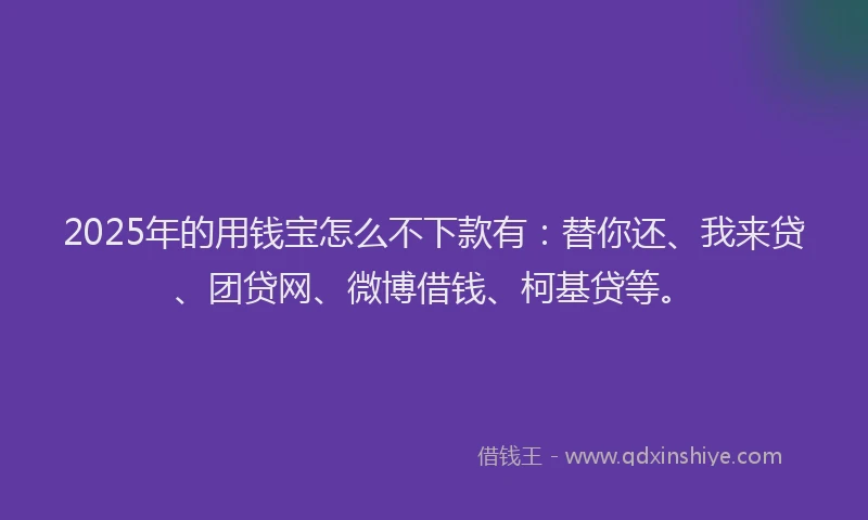 2025年的用钱宝怎么不下款有：替你还、我来贷、团贷网、微博借钱、柯基贷等。