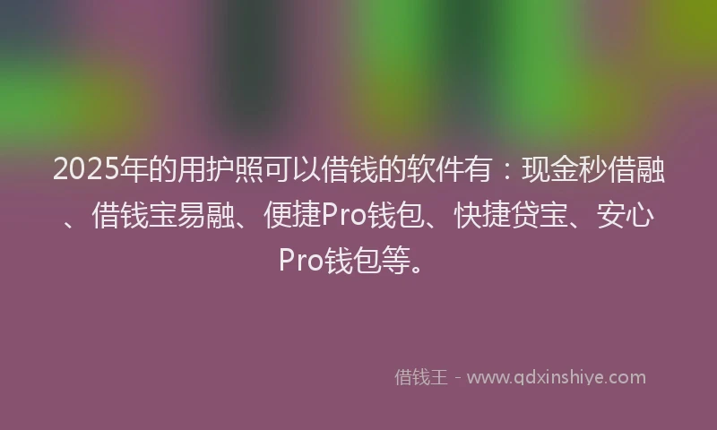 2025年的用护照可以借钱的软件有：现金秒借融、借钱宝易融、便捷Pro钱包、快捷贷宝、安心Pro钱包等。