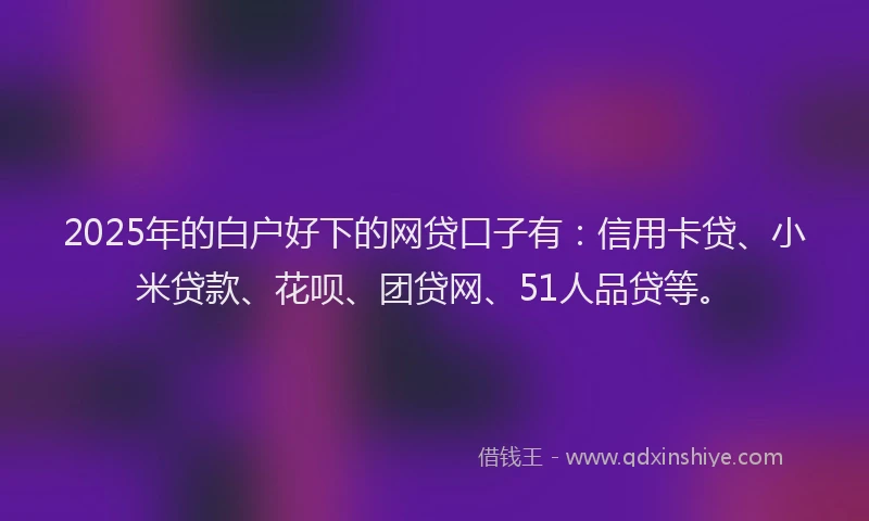 2025年的白户好下的网贷口子有：信用卡贷、小米贷款、花呗、团贷网、51人品贷等。