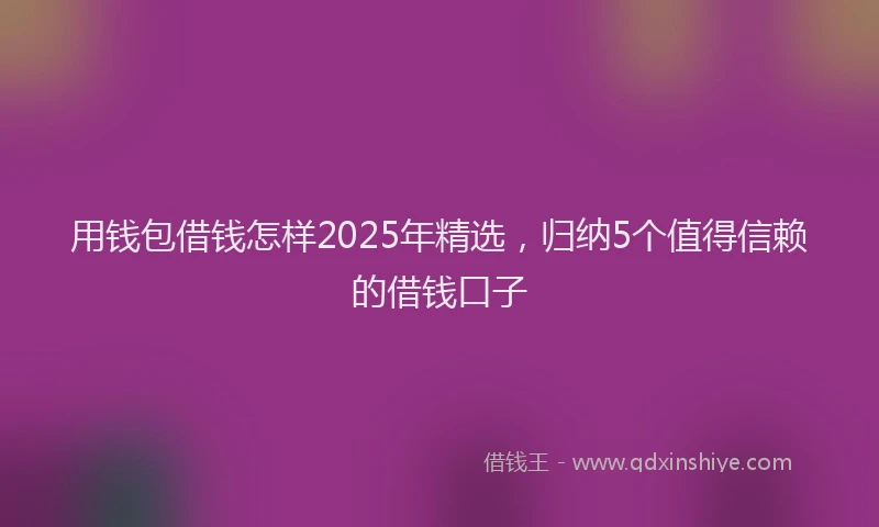用钱包借钱怎样2025年精选，归纳5个值得信赖的借钱口子