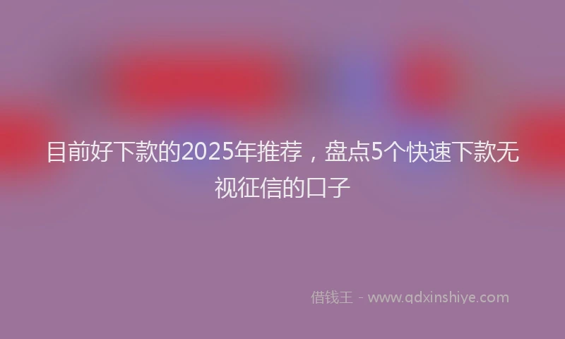 目前好下款的2025年推荐，盘点5个快速下款无视征信的口子