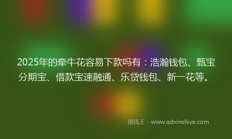 2025年的牵牛花容易下款吗有：浩瀚钱包、甄宝分期宝、借款宝速融通、乐贷钱包、新一花等。
