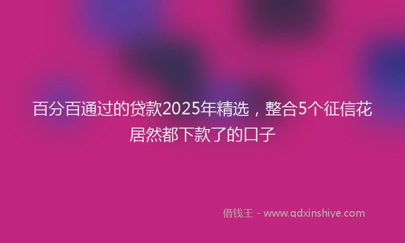 百分百通过的贷款2025年精选，整合5个征信花居然都下款了的口子