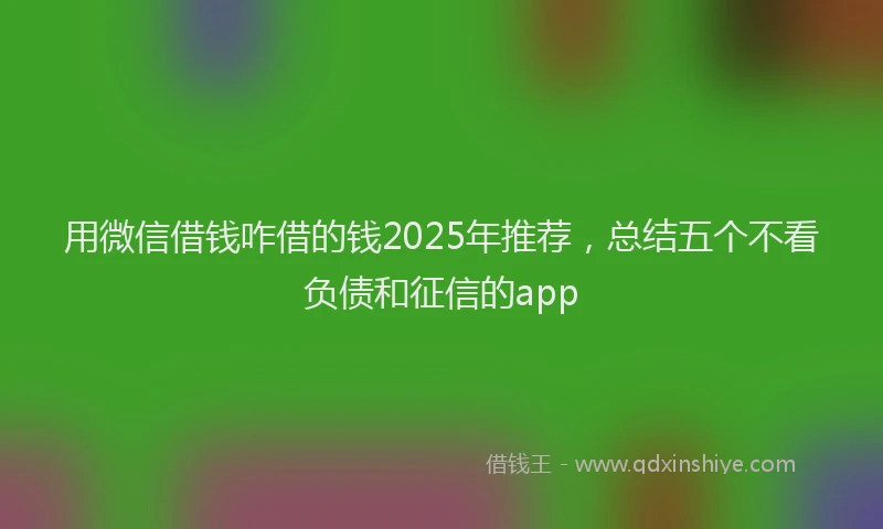 用微信借钱咋借的钱2025年推荐，总结五个不看负债和征信的app