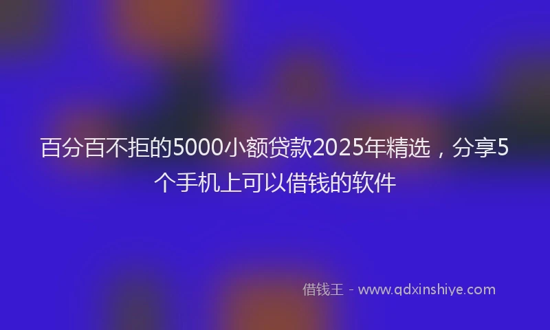 百分百不拒的5000小额贷款2025年精选，分享5个手机上可以借钱的软件