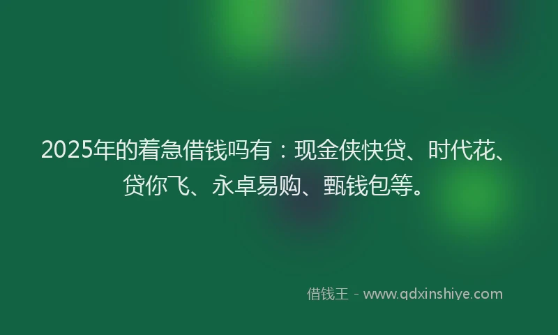2025年的着急借钱吗有：现金侠快贷、时代花、贷你飞、永卓易购、甄钱包等。