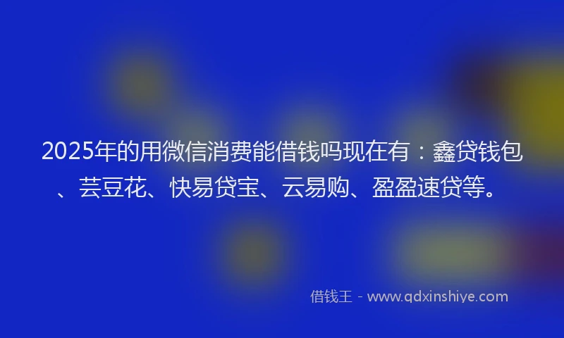 2025年的用微信消费能借钱吗现在有：鑫贷钱包、芸豆花、快易贷宝、云易购、盈盈速贷等。