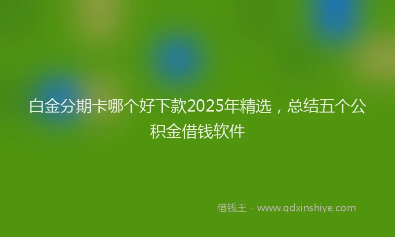 白金分期卡哪个好下款2025年精选，总结五个公积金借钱软件
