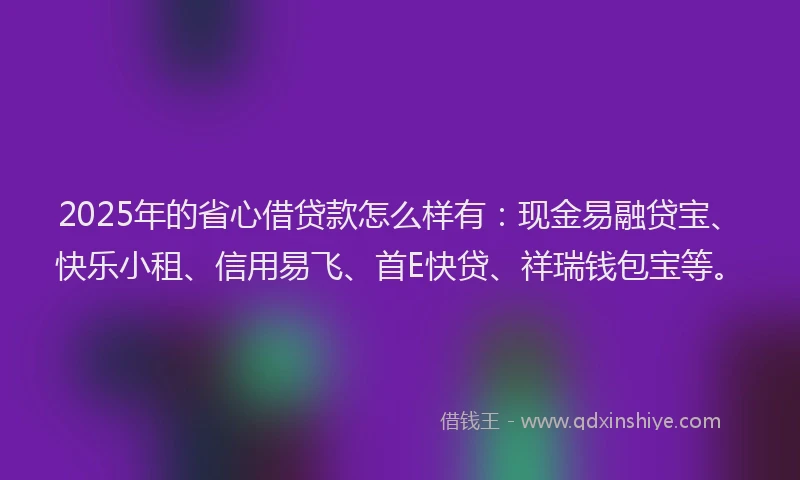 2025年的省心借贷款怎么样有：现金易融贷宝、快乐小租、信用易飞、首E快贷、祥瑞钱包宝等。