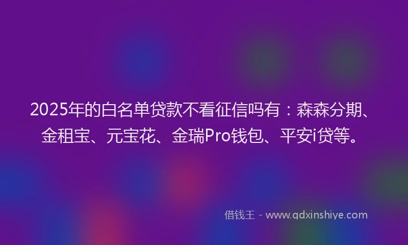 2025年的白名单贷款不看征信吗有：森森分期、金租宝、元宝花、金瑞Pro钱包、平安i贷等。