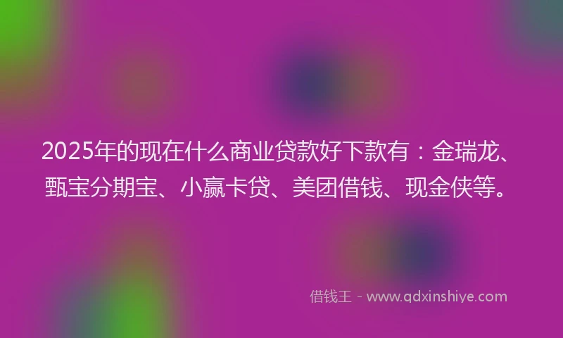 2025年的现在什么商业贷款好下款有：金瑞龙、甄宝分期宝、小赢卡贷、美团借钱、现金侠等。
