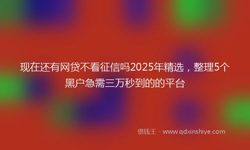 现在还有网贷不看征信吗2025年精选，整理5个黑户急需三万秒到的的平台