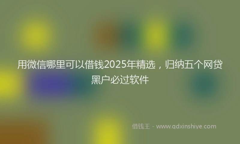 用微信哪里可以借钱2025年精选，归纳五个网贷黑户必过软件