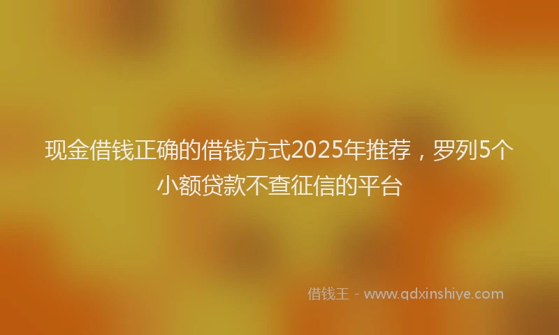 现金借钱正确的借钱方式2025年推荐，罗列5个小额贷款不查征信的平台