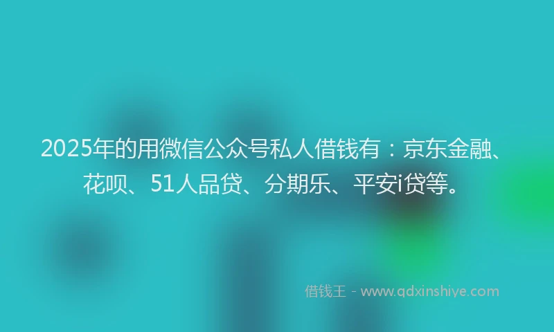 2025年的用微信公众号私人借钱有：京东金融、花呗、51人品贷、分期乐、平安i贷等。