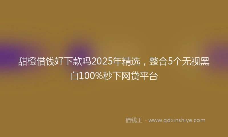 甜橙借钱好下款吗2025年精选，整合5个无视黑白100%秒下网贷平台