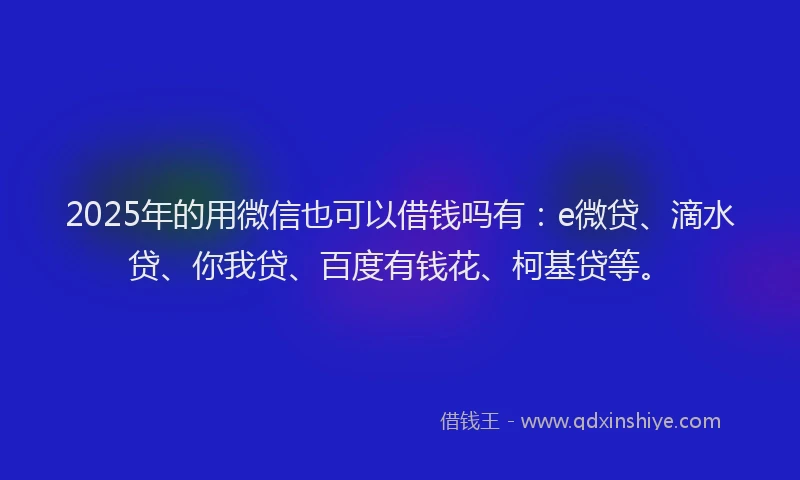 2025年的用微信也可以借钱吗有：e微贷、滴水贷、你我贷、百度有钱花、柯基贷等。