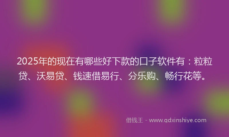 2025年的现在有哪些好下款的口子软件有：粒粒贷、沃易贷、钱速借易行、分乐购、畅行花等。