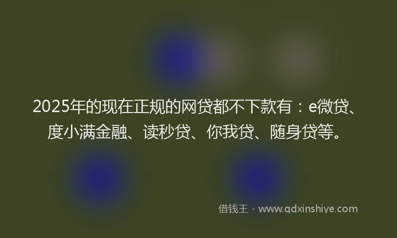 2025年的现在正规的网贷都不下款有：e微贷、度小满金融、读秒贷、你我贷、随身贷等。