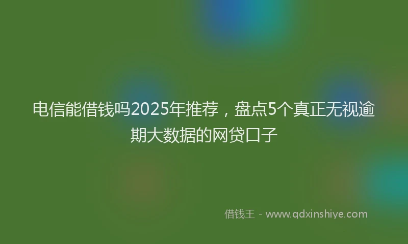 电信能借钱吗2025年推荐，盘点5个真正无视逾期大数据的网贷口子