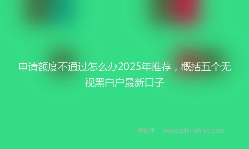 申请额度不通过怎么办2025年推荐，概括五个无视黑白户最新口子