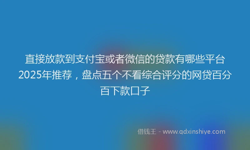 直接放款到支付宝或者微信的贷款有哪些平台2025年推荐，盘点五个不看综合评分的网贷百分百下款口子