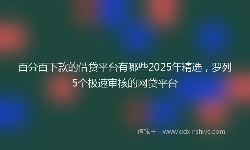 百分百下款的借贷平台有哪些2025年精选，罗列5个极速审核的网贷平台