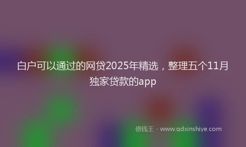 白户可以通过的网贷2025年精选，整理五个11月独家贷款的app
