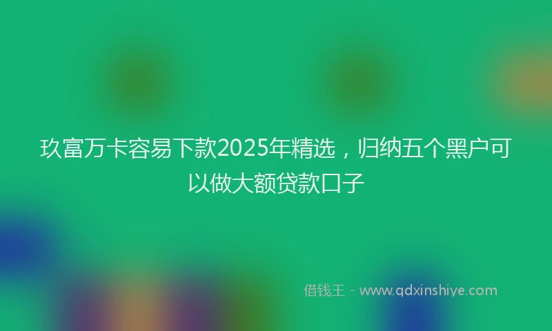 玖富万卡容易下款2025年精选，归纳五个黑户可以做大额贷款口子