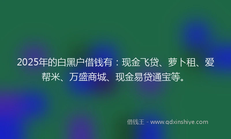 2025年的白黑户借钱有：现金飞贷、萝卜租、爱帮米、万盛商城、现金易贷通宝等。