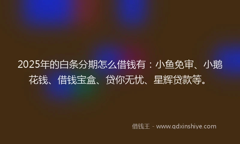 2025年的白条分期怎么借钱有：小鱼免审、小鹅花钱、借钱宝盒、贷你无忧、星辉贷款等。