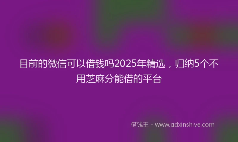 目前的微信可以借钱吗2025年精选，归纳5个不用芝麻分能借的平台