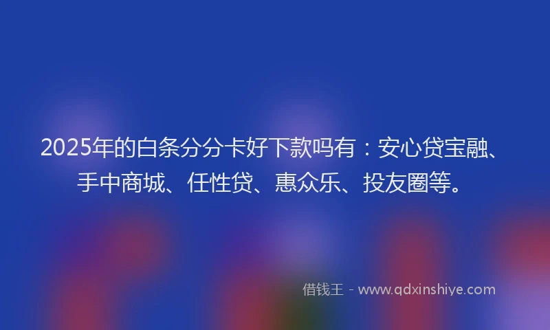 2025年的白条分分卡好下款吗有：安心贷宝融、手中商城、任性贷、惠众乐、投友圈等。