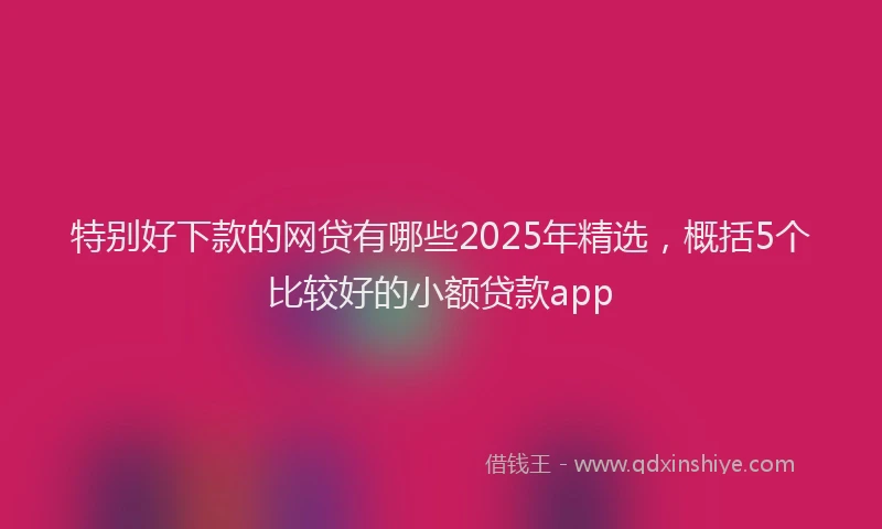 特别好下款的网贷有哪些2025年精选，概括5个比较好的小额贷款app