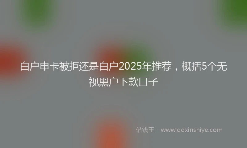 白户申卡被拒还是白户2025年推荐，概括5个无视黑户下款口子