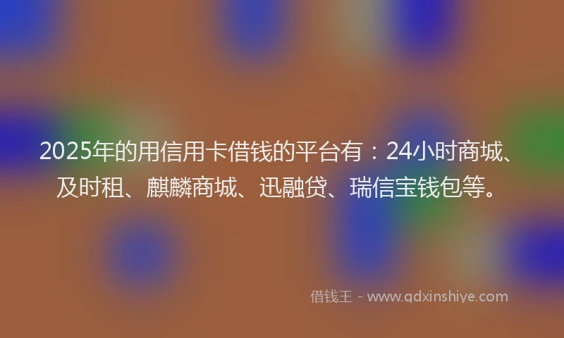 2025年的用信用卡借钱的平台有：24小时商城、及时租、麒麟商城、迅融贷、瑞信宝钱包等。