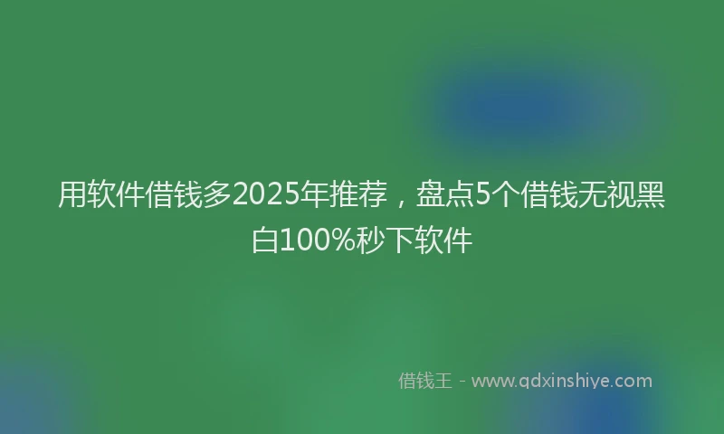 用软件借钱多2025年推荐，盘点5个借钱无视黑白100%秒下软件