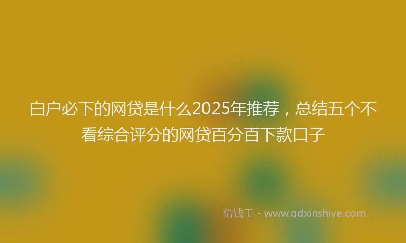 白户必下的网贷是什么2025年推荐，总结五个不看综合评分的网贷百分百下款口子