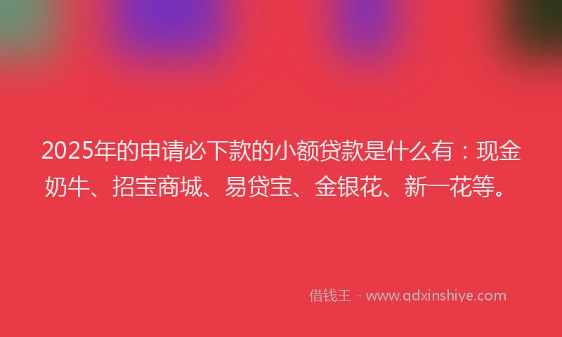 2025年的申请必下款的小额贷款是什么有：现金奶牛、招宝商城、易贷宝、金银花、新一花等。