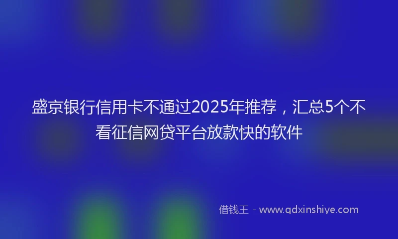 盛京银行信用卡不通过2025年推荐，汇总5个不看征信网贷平台放款快的软件