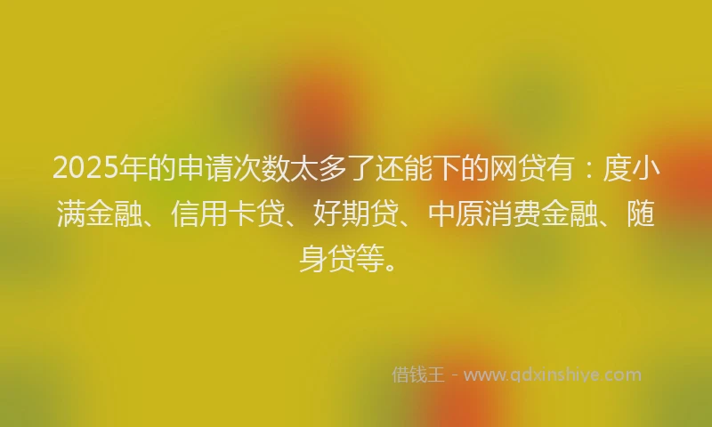 2025年的申请次数太多了还能下的网贷有：度小满金融、信用卡贷、好期贷、中原消费金融、随身贷等。