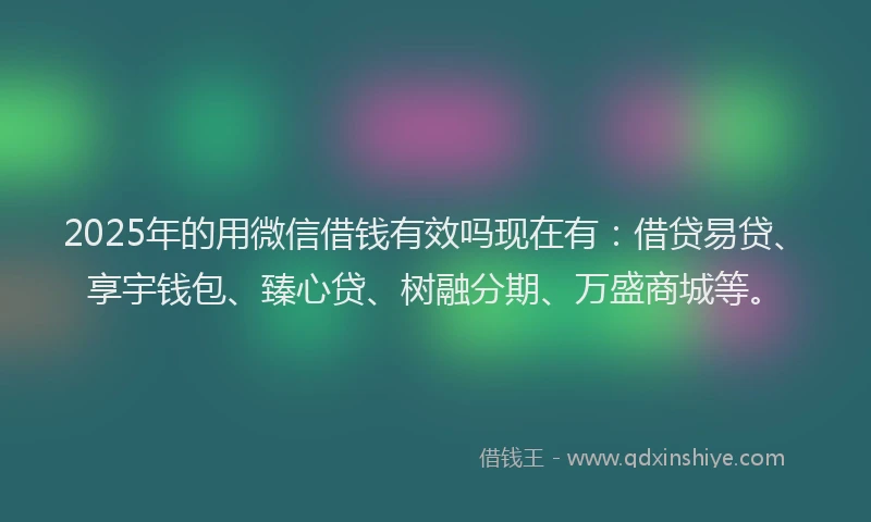 2025年的用微信借钱有效吗现在有：借贷易贷、享宇钱包、臻心贷、树融分期、万盛商城等。
