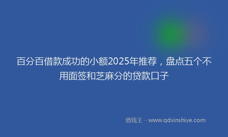 百分百借款成功的小额2025年推荐，盘点五个不用面签和芝麻分的贷款口子