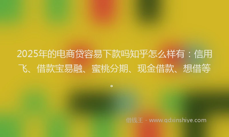 2025年的电商贷容易下款吗知乎怎么样有：信用飞、借款宝易融、蜜桃分期、现金借款、想借等。