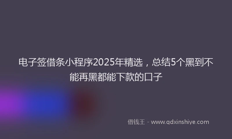 电子签借条小程序2025年精选，总结5个黑到不能再黑都能下款的口子