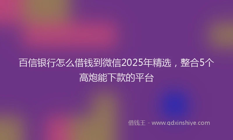 百信银行怎么借钱到微信2025年精选，整合5个高炮能下款的平台