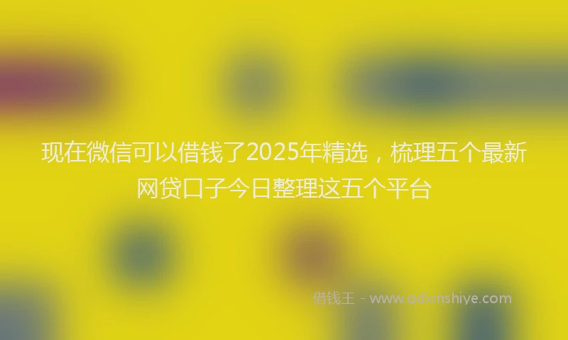 现在微信可以借钱了2025年精选，梳理五个最新网贷口子今日整理这五个平台