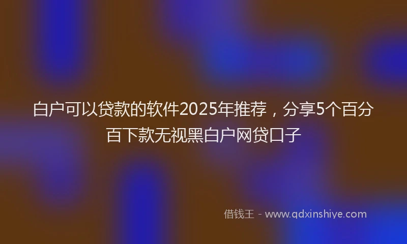 白户可以贷款的软件2025年推荐，分享5个百分百下款无视黑白户网贷口子